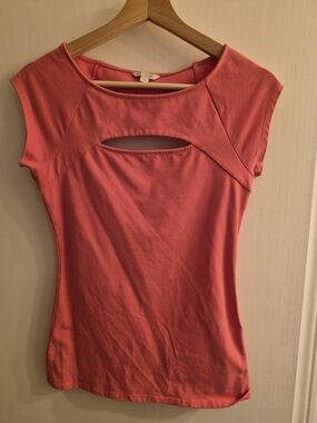 Guess Coral Pink Cutout Cap-Sleeve Top